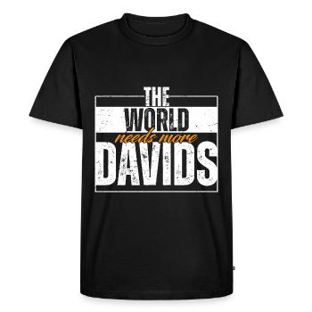 The World Needs More Davids - Men's Premium Organic T-Shirt - black - Front - Nico (187cm)