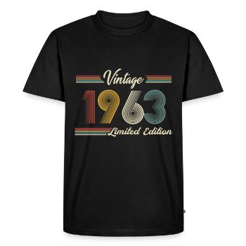 1963 Anniversaire Né En 1963 Rétro Vintage - T-shirt Premium bio Homme - noir - Devant - Nico (187cm)