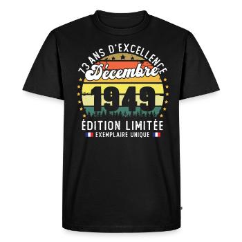 73 Ans Anniversaire Vintage Né en Décembre 1949 - T-shirt Premium bio Homme - noir - Devant - Nico (187cm)