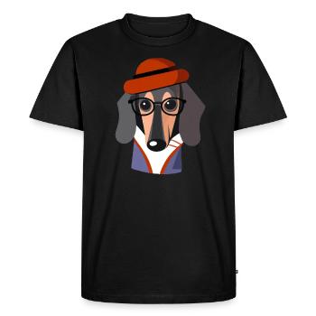 Retro Dachshund Lady dog lover - Men's Premium Organic T-Shirt - black - Front - Nico (187cm)