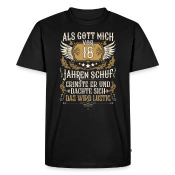 Als Gott mich vor 18 Jahren schuf 18. Geburtstag - Männer Premium Bio T-Shirt - Schwarz - Vorne - Nico (187cm)