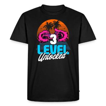 Level 3 Unlocked 3rd Birthday Gamer 80s retro - Men's Premium Organic T-Shirt - black - Front - Nico (187cm)