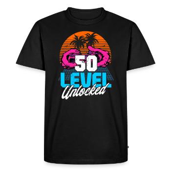 Level 50 Unlocked 50th Birthday Gamer 80s retro - Men's Premium Organic T-Shirt - black - Front - Nico (187cm)