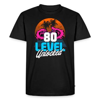 Level 80 Unlocked 80th Birthday Gamer 80s retro - Men's Premium Organic T-Shirt - black - Front - Nico (187cm)