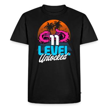 Level 11 Unlocked 11th Birthday Gamer 80s retro - Men's Premium Organic T-Shirt - black - Front - Nico (187cm)