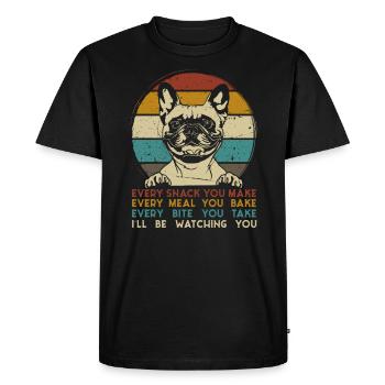Français Bulldog Français Bulldog rétro - T-shirt Premium bio Homme - noir - Devant - Nico (187cm)