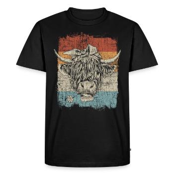 Highland écossais Highland Cattle Highland - T-shirt Premium bio Homme - noir - Devant - Nico (187cm)
