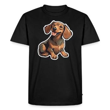 Dachshund Teckel Dog Breed Illustration Puppy Picture - Men's Premium Organic T-Shirt - black - Front - Nico (187cm)