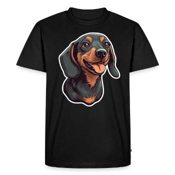 Dachshund Teckel Dog Breed Illustration Puppy Picture - Men's Premium Organic T-Shirt - black - Front - Nico (187cm)