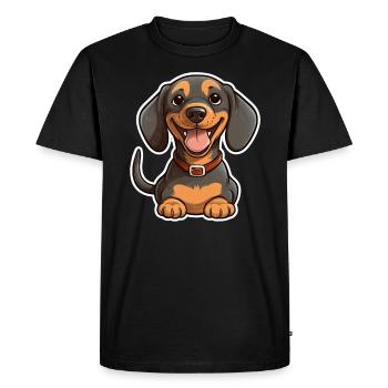 Dachshund Teckel Dog Breed Illustration Puppy Picture - Men's Premium Organic T-Shirt - black - Front - Nico (187cm)