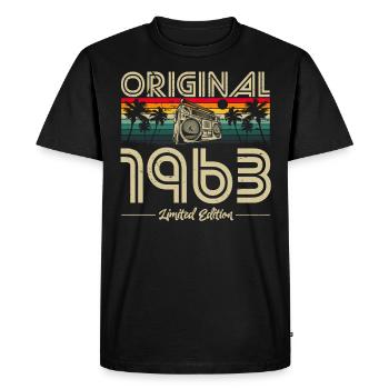 1963 Anniversaire né en 1963 Retro Vintage - T-shirt Premium bio Homme - noir - Devant - Nico (187cm)