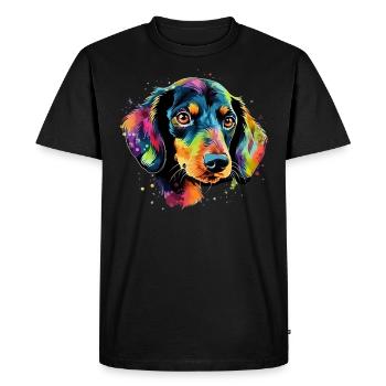 Dachshund Dog Teckel Watercolor Art Dog Head - Men's Premium Organic T-Shirt - black - Front - Nico (187cm)