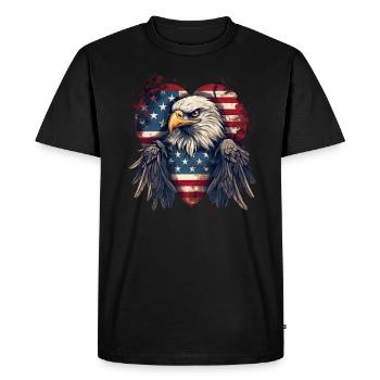 American Adler Amerika Wappentier Eagle Flagge USA - Männer Premium Bio T-Shirt - Schwarz - Vorne - Nico (187cm)