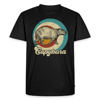 Capybara capybara rétro rongeur animal drôle - T-shirt Premium bio Homme - noir - Devant - Nico (187cm)