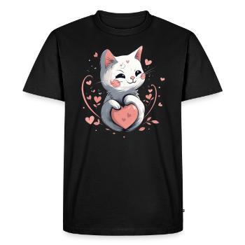 Chat mignon avec cœur pour les amoureux des chats aiment bébé - T-shirt Premium bio Homme - noir - Devant - Nico (187cm)
