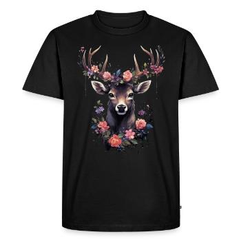 Remplacement dirndl cerf bois cerf cerf - T-shirt Premium bio Homme - noir - Devant - Nico (187cm)