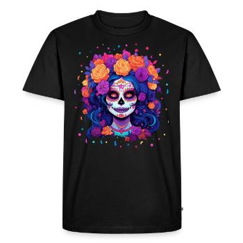 Los Muertos Jour Des Morts Halloween Femme - T-shirt Premium bio Homme - noir - Devant - Nico (187cm)