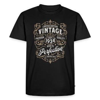 Vintage 1934 Birthday Legendary Since 1934 - Men's Premium Organic T-Shirt - black - Front - Nico (187cm)