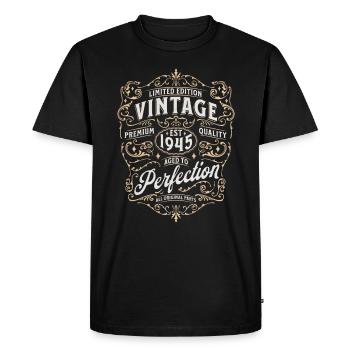 Legend 1945 Birthday legendary since 1945 - Men's Premium Organic T-Shirt - black - Front - Nico (187cm)