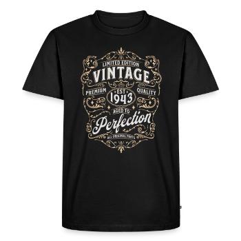 Vintage 1943 Birthday Legendary Since 1943 - Men's Premium Organic T-Shirt - black - Front - Nico (187cm)