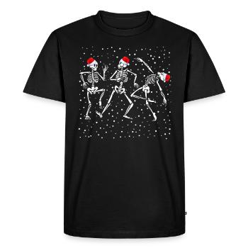 Squelette Noël Danse Drôle - T-shirt Premium bio Homme - noir - Devant - Nico (187cm)