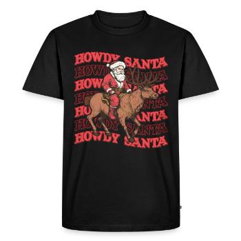 Howdy Santa Cowboy Western - Men's Premium Organic T-Shirt - black - Front - Nico (187cm)