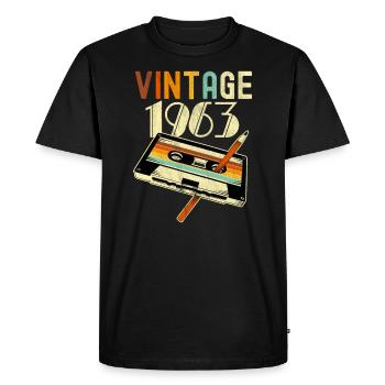 1963 Anniversaire Né En 1963 Rétro Vintage - T-shirt Premium bio Homme - noir - Devant - Nico (187cm)