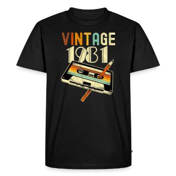 1981 Birthday Born In 1981 Retro Vintage - Men's Premium Organic T-Shirt - black - Front - Nico (187cm)