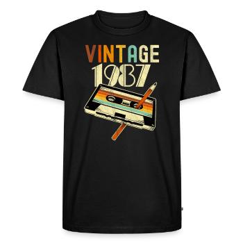 1987 Vintage anniversaire rétro Vintage cadeau - T-shirt Premium bio Homme - noir - Devant - Nico (187cm)
