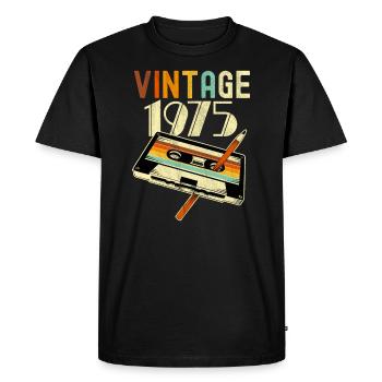1975 Vintage anniversaire rétro Vintage cadeau - T-shirt Premium bio Homme - noir - Devant - Nico (187cm)