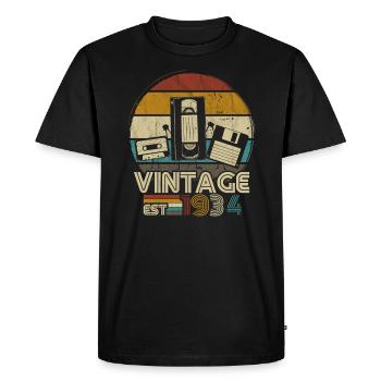 1934 vintage born birthday husband wife retro - Men's Premium Organic T-Shirt - black - Front - Nico (187cm)