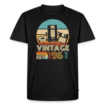 1961 Vintage anniversaire rétro Vintage cadeau - T-shirt Premium bio Homme - noir - Devant - Nico (187cm)