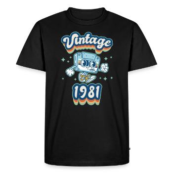 1981 Birthday Born In 1981 Retro Vintage - Men's Premium Organic T-Shirt - black - Front - Nico (187cm)