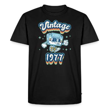 1977 Anniversaire Né En 1977 Rétro Vintage - T-shirt Premium bio Homme - noir - Devant - Nico (187cm)