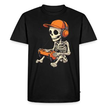 Squelette Halloween Gamer Gaming Garçon Enfants Garçon - T-shirt Premium bio Homme - noir - Devant - Nico (187cm)
