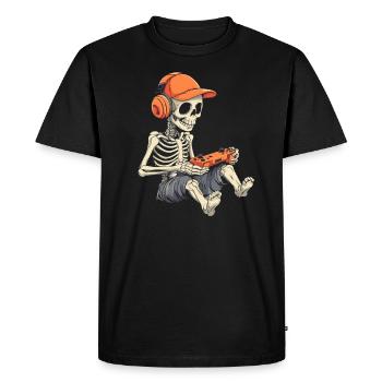 Squelette Halloween Gamer Gaming Garçon Enfants Garçon - T-shirt Premium bio Homme - noir - Devant - Nico (187cm)
