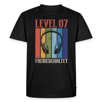 7th Birthday 7 Years Level 7 Video Gamer - Men's Premium Organic T-Shirt - black - Front - Nico (187cm)