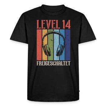 14e anniversaire 14 ans Niveau 14 Joueur vidéo - T-shirt Premium bio Homme - noir - Devant - Nico (187cm)
