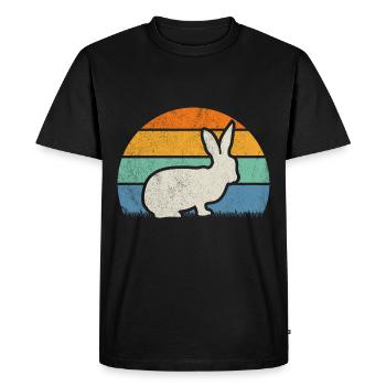 Lapin rétro, Pâques, Amoureux du lapin, rammler - T-shirt Premium bio Homme - noir - Devant - Nico (187cm)