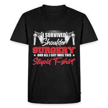 J’ai survécu à une opération à l’épaule - T-shirt Premium bio Homme - noir - Devant - Nico (187cm)