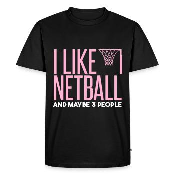 J’aime le netball et peut-être 3 personnes - T-shirt Premium bio Homme - noir - Devant - Nico (187cm)