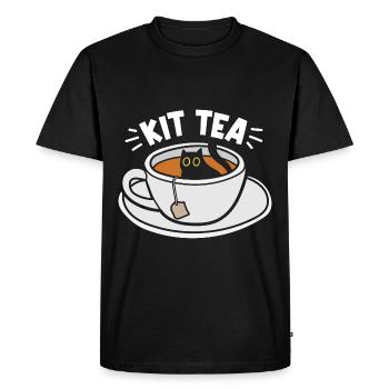 Drôle de thé amoureux des chats - T-shirt Premium bio Homme - noir - Devant - Nico (187cm)
