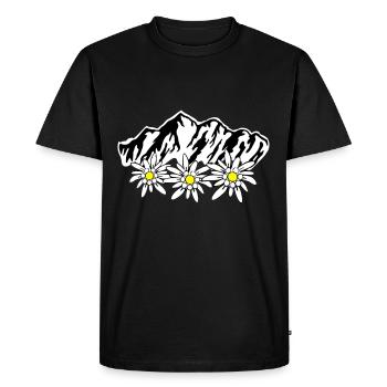 Montagnes et Edelweiss - T-shirt Premium bio Homme - noir - Devant - Nico (187cm)