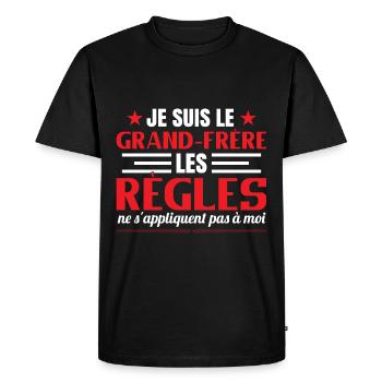 Je Suis Le Grand Frère | Garçons | Grand Frère - T-shirt Premium bio Homme - noir - Devant - Nico (187cm)