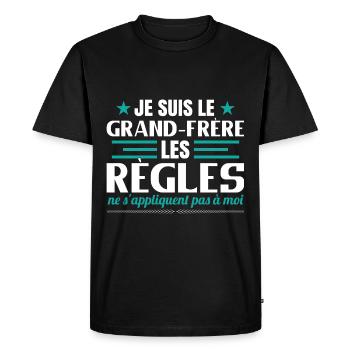 Je Suis Le Grand-Frère - T-shirt Premium bio Homme - noir - Devant - Nico (187cm)