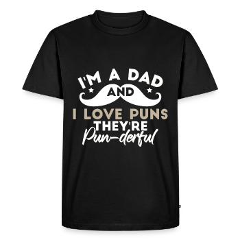Je suis papa et j’adore les jeux de mots - T-shirt Premium bio Homme - noir - Devant - Nico (187cm)