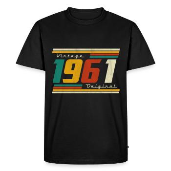 1961 Vintage anniversaire rétro Vintage cadeau - T-shirt Premium bio Homme - noir - Devant - Nico (187cm)
