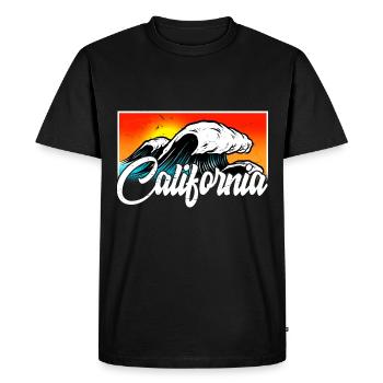 California Retro Surfer Wave Ocean vintage 70s - Men's Premium Organic T-Shirt - black - Front - Nico (187cm)