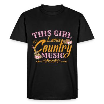 Cette fille aime la musique country - T-shirt Premium bio Homme - noir - Devant - Nico (187cm)