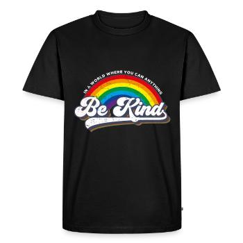 Soyez gentil LGBT Arc-en-ciel - T-shirt Premium bio Homme - noir - Devant - Nico (187cm)